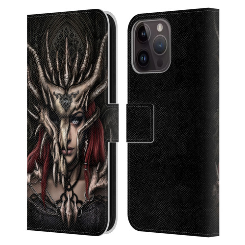Sarah Richter Gothic Warrior Girl Leather Book Wallet Case Cover For Apple iPhone 15 Pro Max