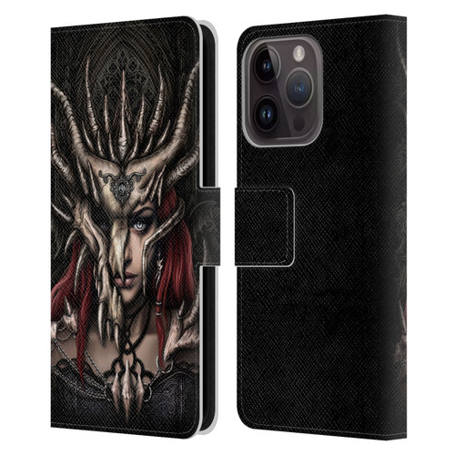 Sarah Richter Gothic Warrior Girl Leather Book Wallet Case Cover For Apple iPhone 15 Pro