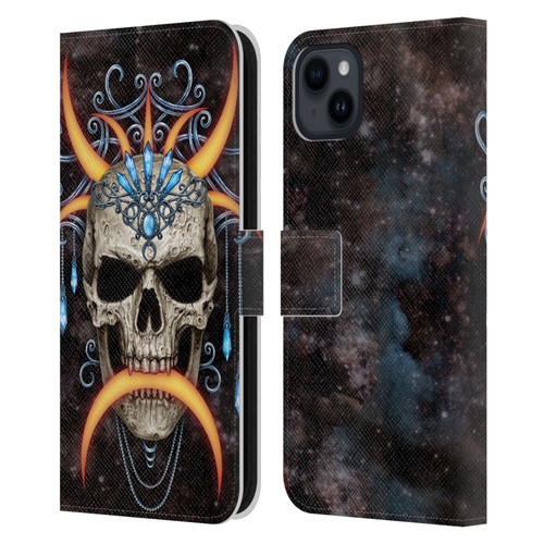 Sarah Richter Skulls Jewelry And Crown Universe Leather Book Wallet Case Cover For Apple iPhone 15 Plus