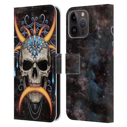 Sarah Richter Skulls Jewelry And Crown Universe Leather Book Wallet Case Cover For Apple iPhone 15 Pro Max