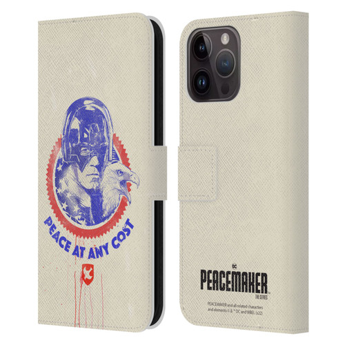 Peacemaker: Television Series Graphics Christopher Smith & Eagly Leather Book Wallet Case Cover For Apple iPhone 15 Pro Max