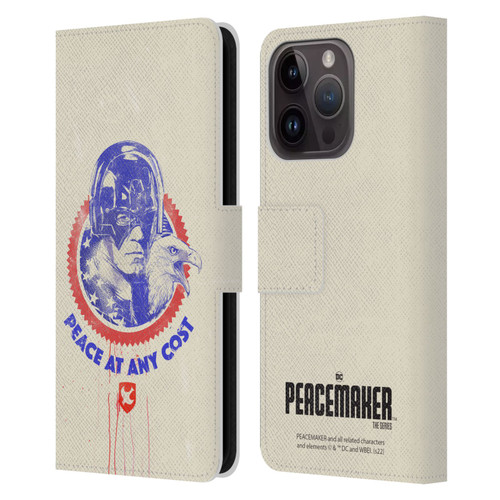 Peacemaker: Television Series Graphics Christopher Smith & Eagly Leather Book Wallet Case Cover For Apple iPhone 15 Pro