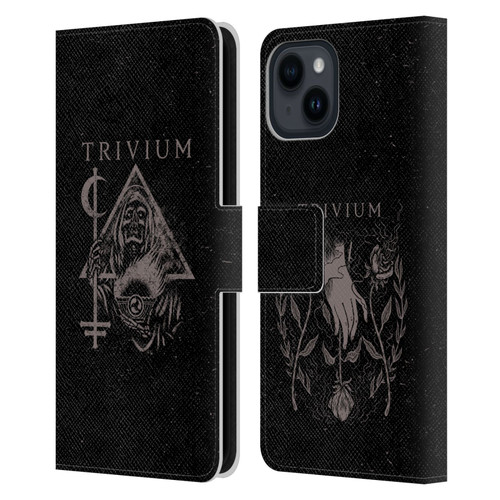 Trivium Graphics Reaper Triangle Leather Book Wallet Case Cover For Apple iPhone 15