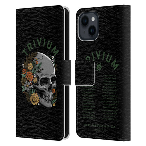 Trivium Graphics Skelly Flower Leather Book Wallet Case Cover For Apple iPhone 15
