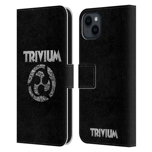 Trivium Graphics Swirl Logo Leather Book Wallet Case Cover For Apple iPhone 15 Plus