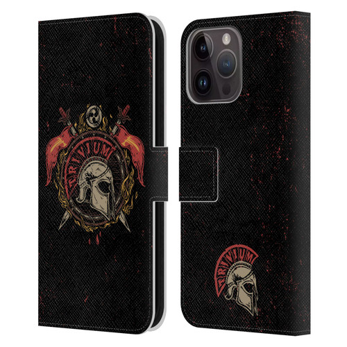 Trivium Graphics Knight Helmet Leather Book Wallet Case Cover For Apple iPhone 15 Pro Max