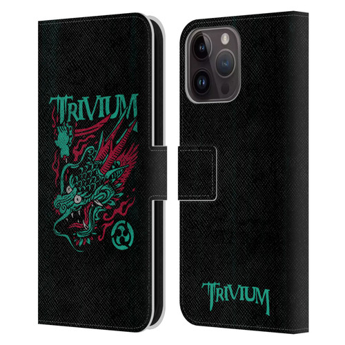 Trivium Graphics Screaming Dragon Leather Book Wallet Case Cover For Apple iPhone 15 Pro Max