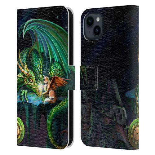 Rose Khan Dragons Green Time Leather Book Wallet Case Cover For Apple iPhone 15 Plus