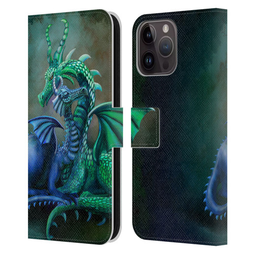 Rose Khan Dragons Green And Blue Leather Book Wallet Case Cover For Apple iPhone 15 Pro Max