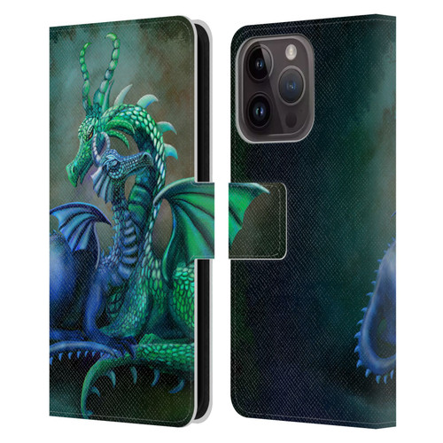 Rose Khan Dragons Green And Blue Leather Book Wallet Case Cover For Apple iPhone 15 Pro