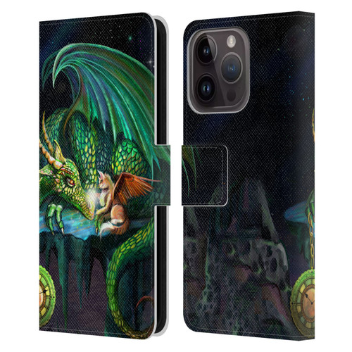 Rose Khan Dragons Green Time Leather Book Wallet Case Cover For Apple iPhone 15 Pro