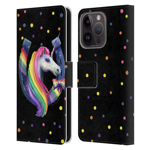 Rose Khan Unicorn Horseshoe Rainbow Leather Book Wallet Case Cover For Apple iPhone 15 Pro
