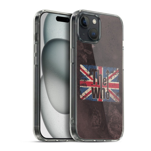 The Who Band Art Union Jack Distressed Look Soft Gel Case for Apple iPhone 15 Plus