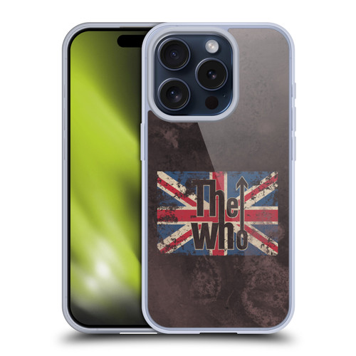 The Who Band Art Union Jack Distressed Look Soft Gel Case for Apple iPhone 15 Pro