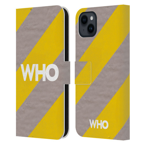 The Who 2019 Album Yellow Diagonal Stripes Leather Book Wallet Case Cover For Apple iPhone 15 Plus
