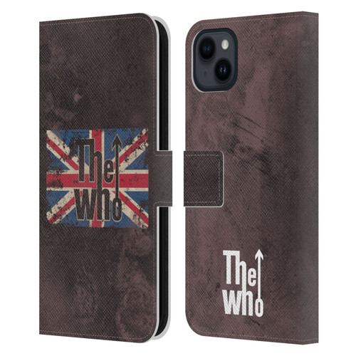 The Who Band Art Union Jack Distressed Look Leather Book Wallet Case Cover For Apple iPhone 15 Plus