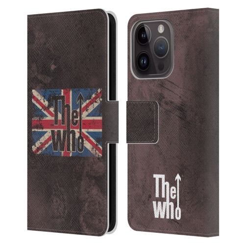 The Who Band Art Union Jack Distressed Look Leather Book Wallet Case Cover For Apple iPhone 15 Pro