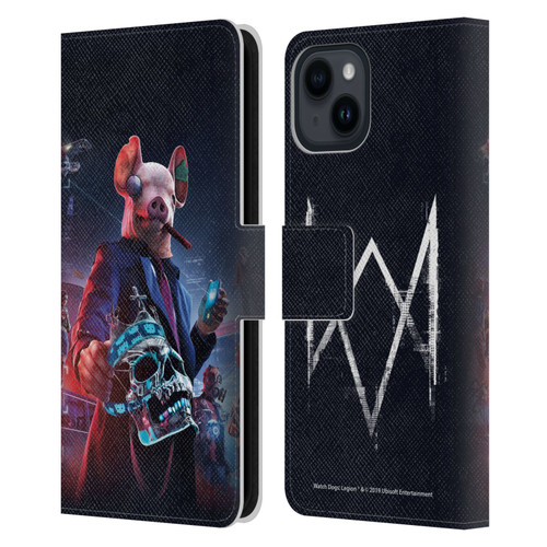 Watch Dogs Legion Artworks Winston Skull Leather Book Wallet Case Cover For Apple iPhone 15