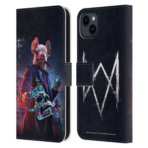 Watch Dogs Legion Artworks Winston Skull Leather Book Wallet Case Cover For Apple iPhone 15 Plus