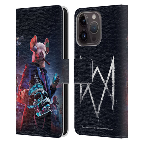 Watch Dogs Legion Artworks Winston Skull Leather Book Wallet Case Cover For Apple iPhone 15 Pro
