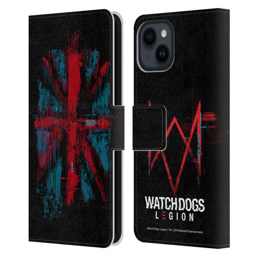 Watch Dogs Legion Key Art Flag Glitch Leather Book Wallet Case Cover For Apple iPhone 15