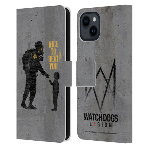 Watch Dogs Legion Street Art Nice To Beat You Leather Book Wallet Case Cover For Apple iPhone 15