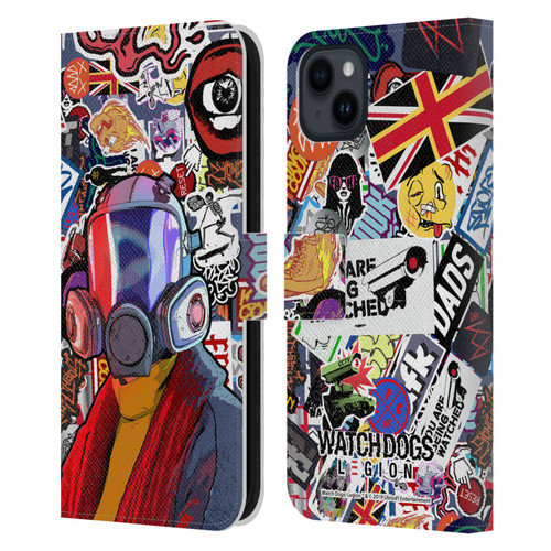 Watch Dogs Legion Street Art Granny Stickerbomb Leather Book Wallet Case Cover For Apple iPhone 15 Plus