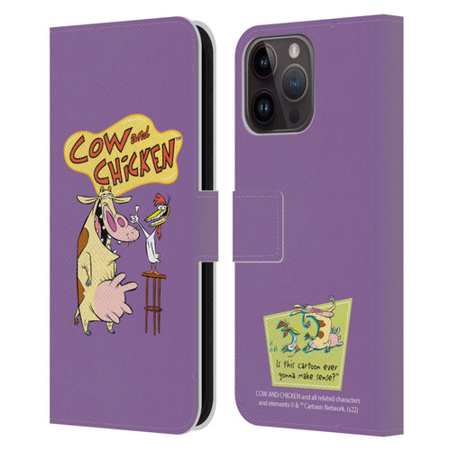 Cow and Chicken Graphics Character Art Leather Book Wallet Case Cover For Apple iPhone 15 Pro Max