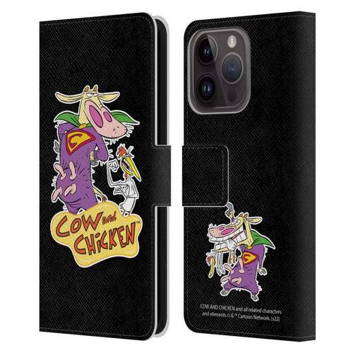 Cow and Chicken Graphics Super Cow Leather Book Wallet Case Cover For Apple iPhone 15 Pro