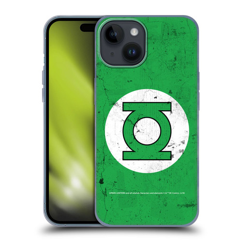 Green Lantern DC Comics Logos Classic Distressed Look Soft Gel Case for Apple iPhone 15