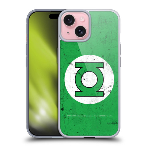 Green Lantern DC Comics Logos Classic Distressed Look Soft Gel Case for Apple iPhone 15