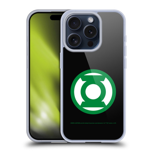 Green Lantern DC Comics Logos Black Soft Gel Case for Apple iPhone 15 Pro