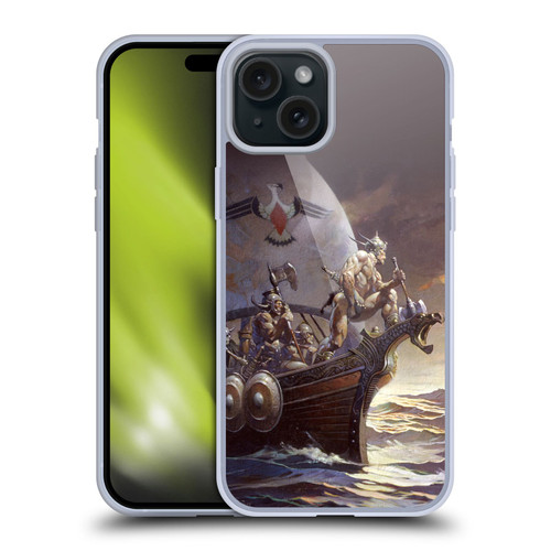 Frank Frazetta Medieval Fantasy Kane on Golden Sea Soft Gel Case for Apple iPhone 15 Plus