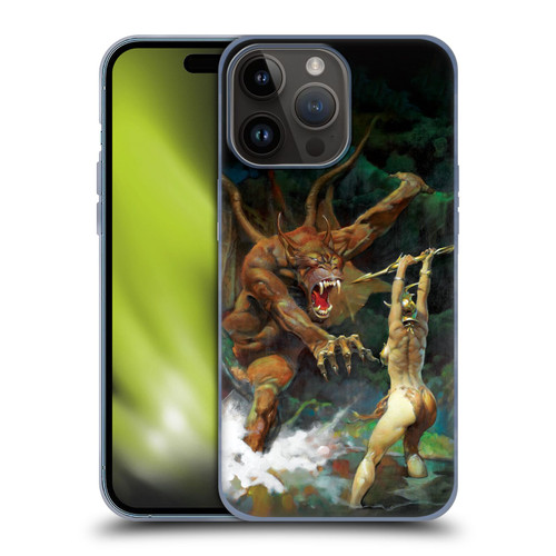 Frank Frazetta Medieval Fantasy Girl and the Beast Soft Gel Case for Apple iPhone 15 Pro Max