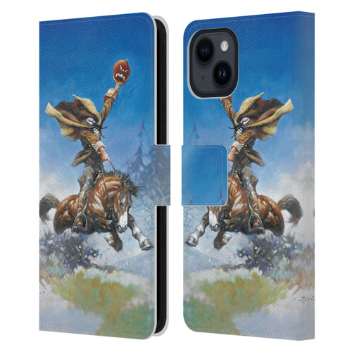Frank Frazetta Medieval Fantasy Headless Horseman Leather Book Wallet Case Cover For Apple iPhone 15
