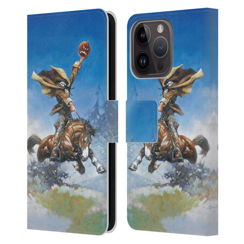 Frank Frazetta Medieval Fantasy Headless Horseman Leather Book Wallet Case Cover For Apple iPhone 15 Pro