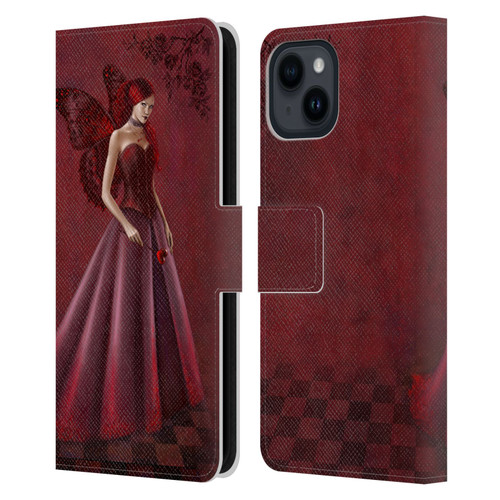 Rachel Anderson Fairies Queen Of Hearts Leather Book Wallet Case Cover For Apple iPhone 15