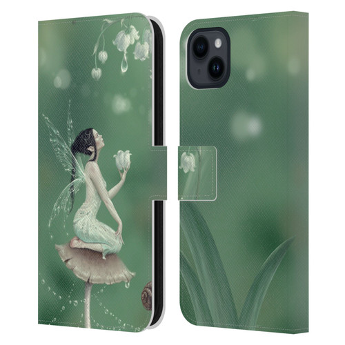 Rachel Anderson Pixies Lily Of The Valley Leather Book Wallet Case Cover For Apple iPhone 15 Plus