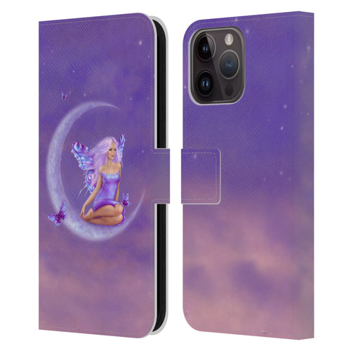 Rachel Anderson Pixies Lavender Moon Leather Book Wallet Case Cover For Apple iPhone 15 Pro Max