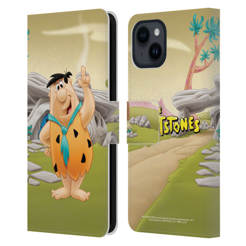 The Flintstones Characters Fred Flintstones Leather Book Wallet Case Cover For Apple iPhone 15