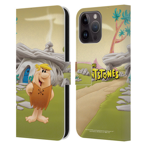 The Flintstones Characters Barney Rubble Leather Book Wallet Case Cover For Apple iPhone 15 Pro Max