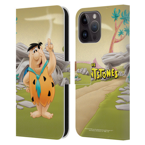 The Flintstones Characters Fred Flintstones Leather Book Wallet Case Cover For Apple iPhone 15 Pro Max