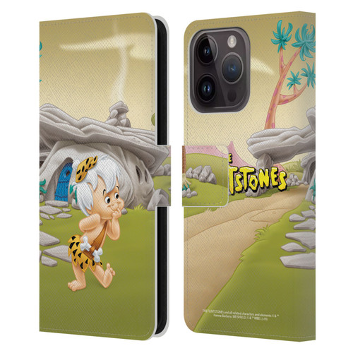 The Flintstones Characters Bambam Rubble Leather Book Wallet Case Cover For Apple iPhone 15 Pro