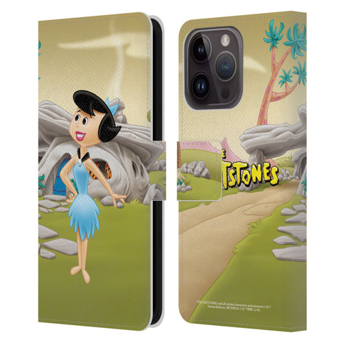 The Flintstones Characters Betty Rubble Leather Book Wallet Case Cover For Apple iPhone 15 Pro