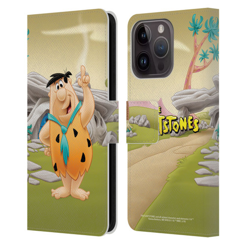 The Flintstones Characters Fred Flintstones Leather Book Wallet Case Cover For Apple iPhone 15 Pro