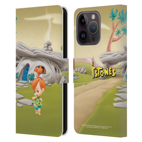 The Flintstones Characters Pebbles Flintstones Leather Book Wallet Case Cover For Apple iPhone 15 Pro