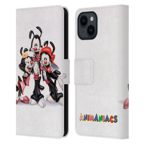 Animaniacs Graphics Formal Leather Book Wallet Case Cover For Apple iPhone 15