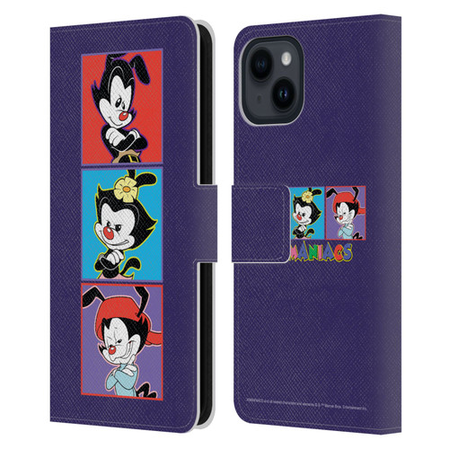 Animaniacs Graphics Tiles Leather Book Wallet Case Cover For Apple iPhone 15