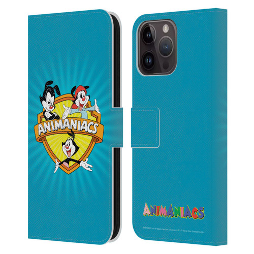 Animaniacs Graphics Logo Leather Book Wallet Case Cover For Apple iPhone 15 Pro Max