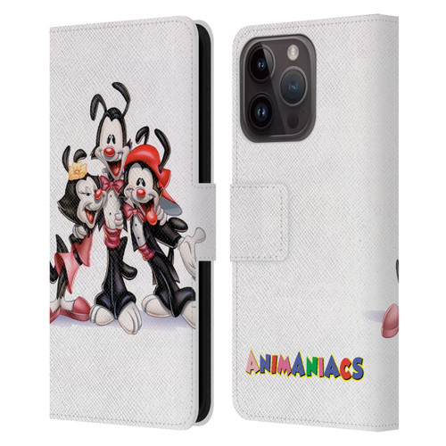 Animaniacs Graphics Formal Leather Book Wallet Case Cover For Apple iPhone 15 Pro